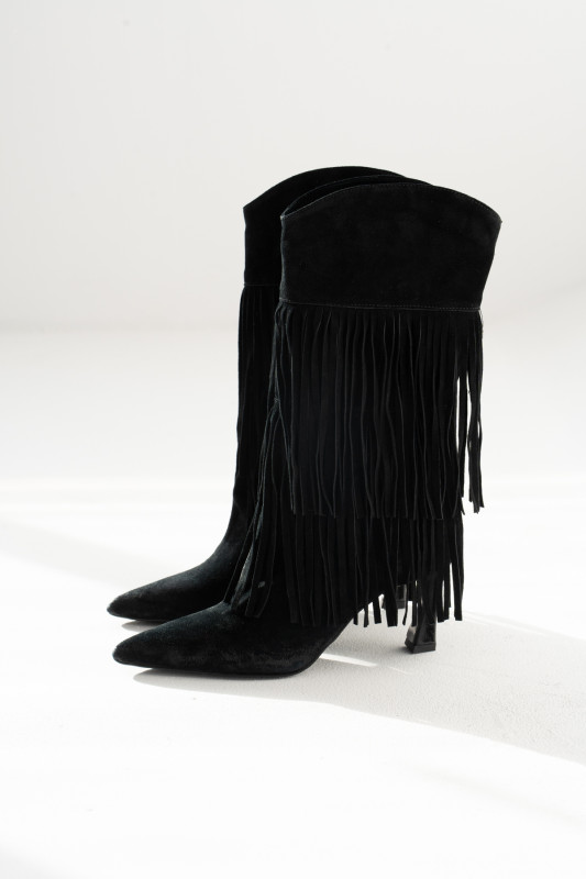 Боти botines fringe noir