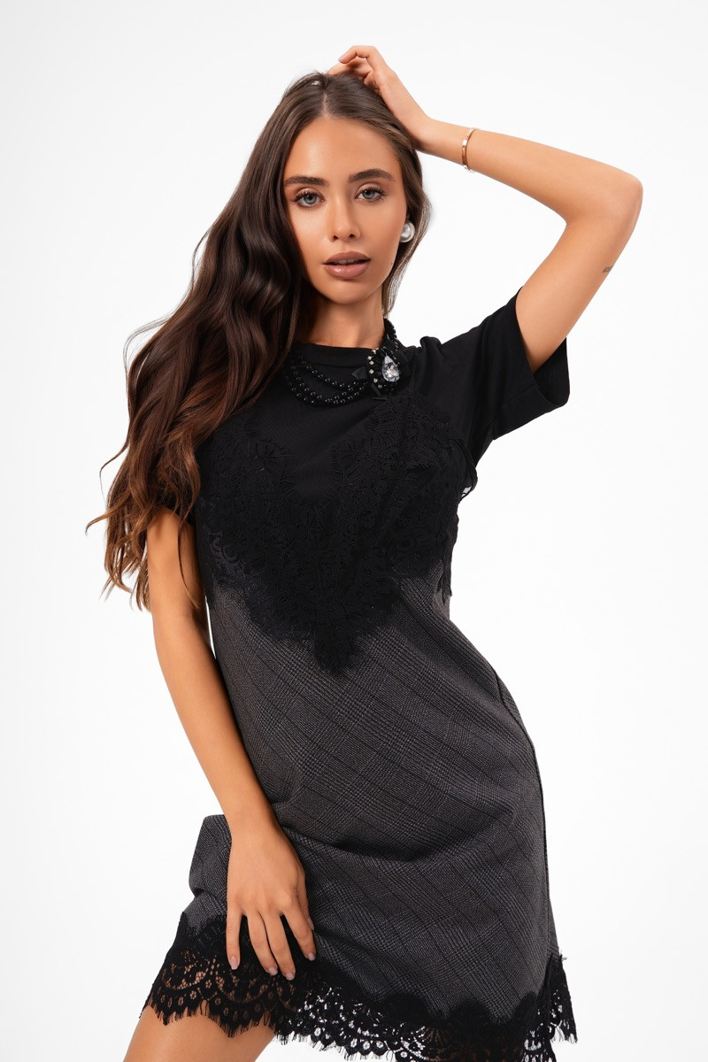 Рокля lace fusion black