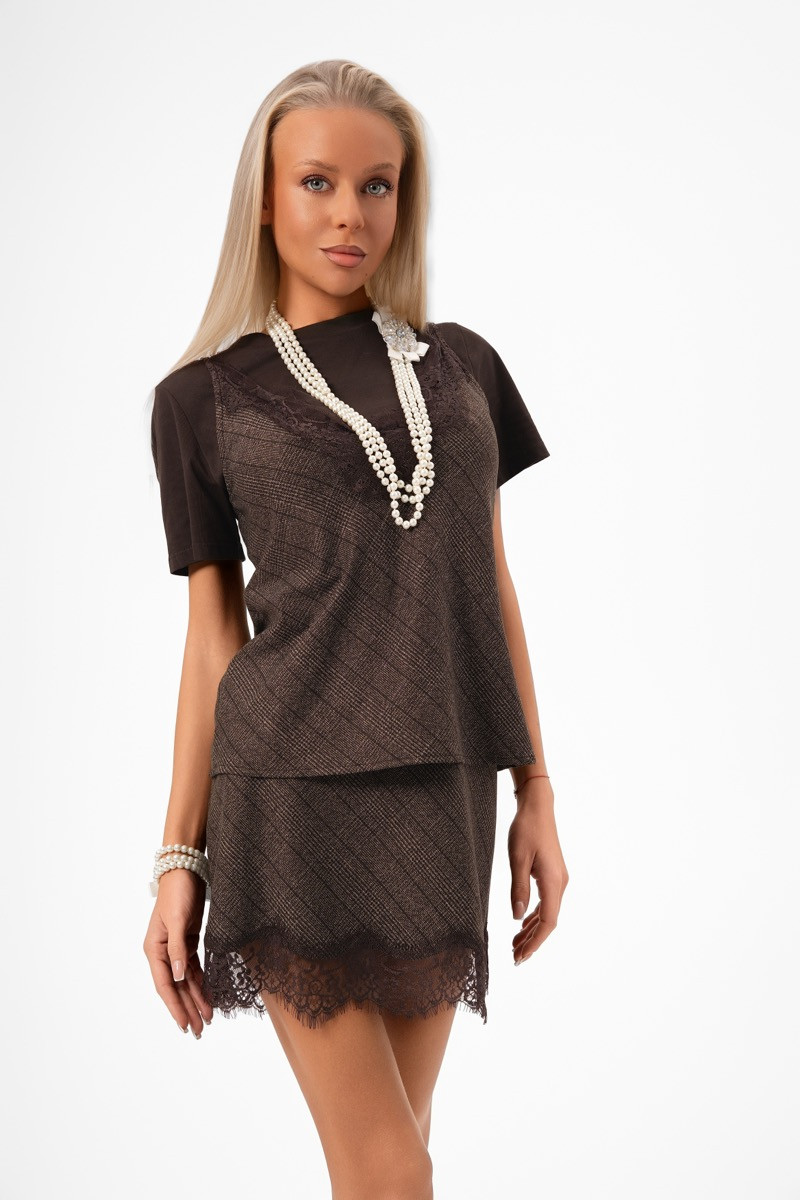 Сет lace plaid choco